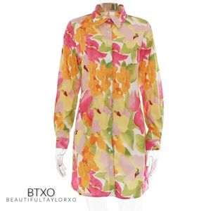 BTXO Long Sleeve Collard Floral Dress